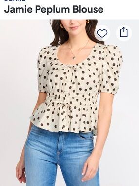 Jamie Polka Dot Peplum Blouse - Cream/Black